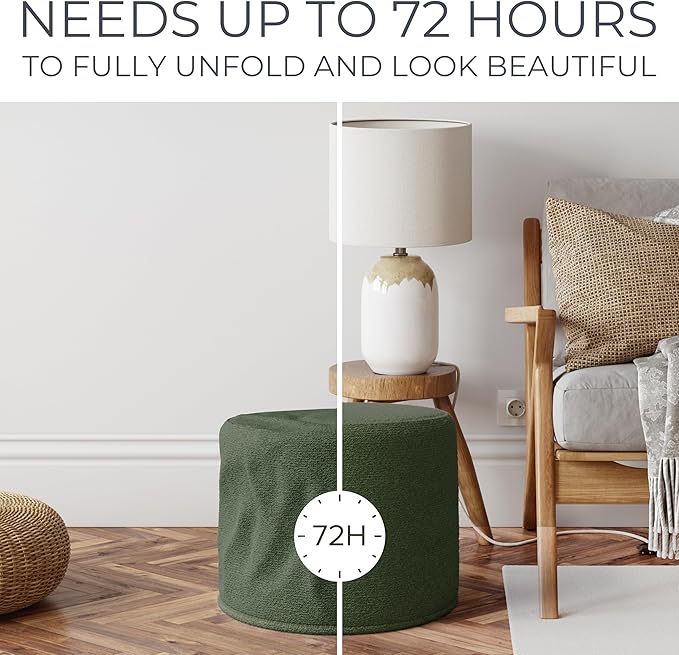 ZICOTO Beautiful Boucle Pouf Ottoman and Foot Rest - Elevate Your Living Room Decor with Lightweight Comfort and Charm - A Round Modern Foam Filled Foot Stool Perfect to Rest Your Feet