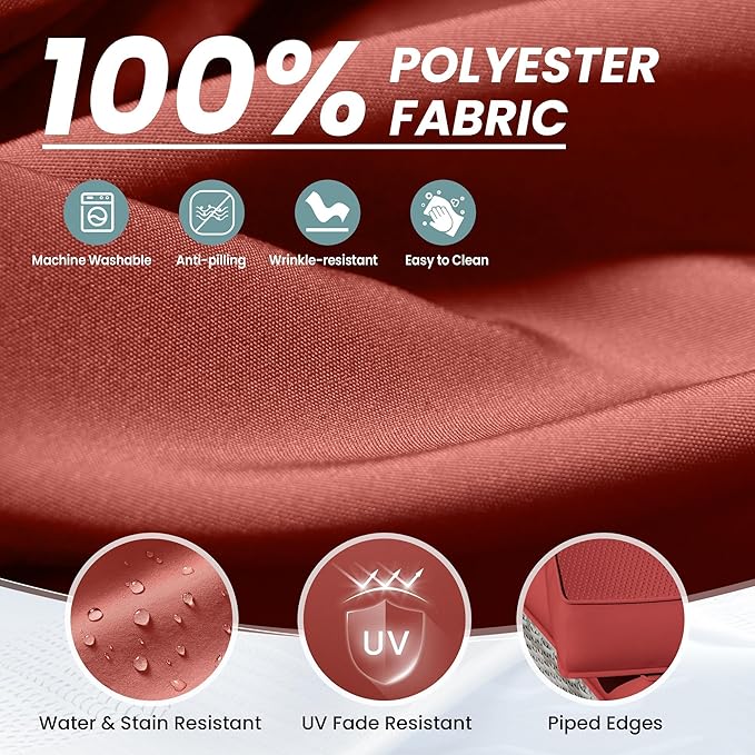 UDPATIO Outdoor Cushions for Patio Furniture with 5 Pillows, Waterproof Patio Furniture Cushions Replacement, 4" Deep Seat Outdoor Sectional Cushion for 4-seat Sofa Couch, Red