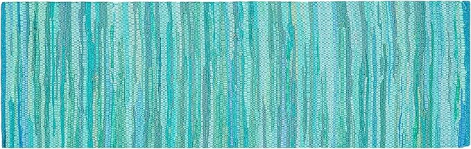 Rug Area Rugs 2x6 Ft Cotton Hand Woven for Livingroom Bedroom RagRug Reversible Farmhouse Kitchen RunnerRug Carpet Green Large Area Runner Mat for Hallway, Entryway 24x72 Inch Teal