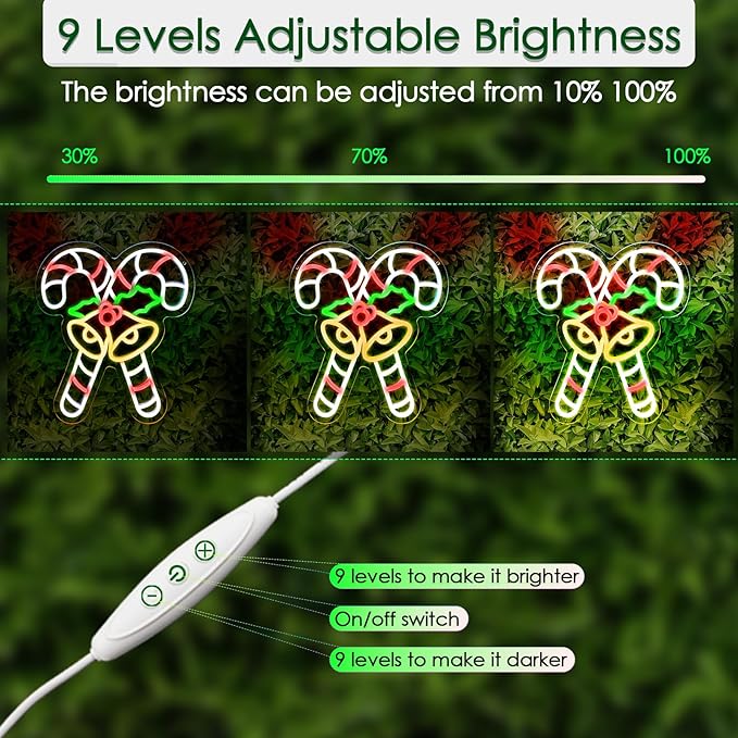 KHK Christmas Stick Neon Signs for Wall Decor Xmas LED Christmas Hat LED Sign, USB Powered Dimmable Switch for Indoor Party Kids Bedroom Wedding Bar Pub Club Birthday Party Gift(15 * 13in)