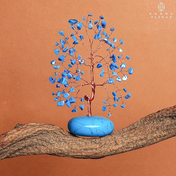 Crystal Tree of Life Home and Office Feng Shui Decor, Turquoise Healing Crystal Handmade Bonsai Tree for Positive Energy, Good Luck, Money, Christmas Decor, Birthday Gifts for Women, Mom