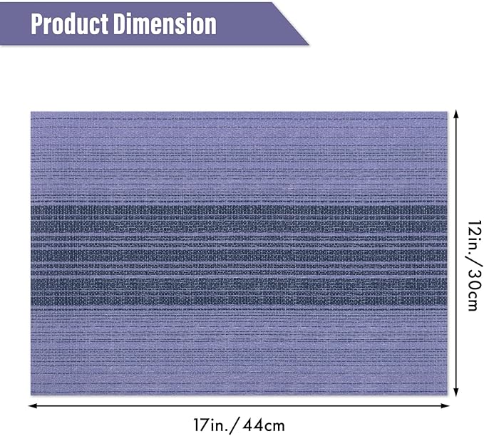 Winknowl Placemats, Set of 8 Heat Resistant Stain Resistant Woven Vinyl Insulation Place mats, Durable Washable Elegant Table Mats for Dining (Purple)