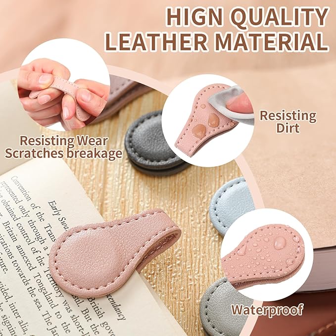 10 Pcs Leather Magnetic Bookmarks for Women Handmade Page Markers Colorful Magnetic Bookmarks for Women Students Teachers Book Lovers Reading Supplies(Pastel Colors)