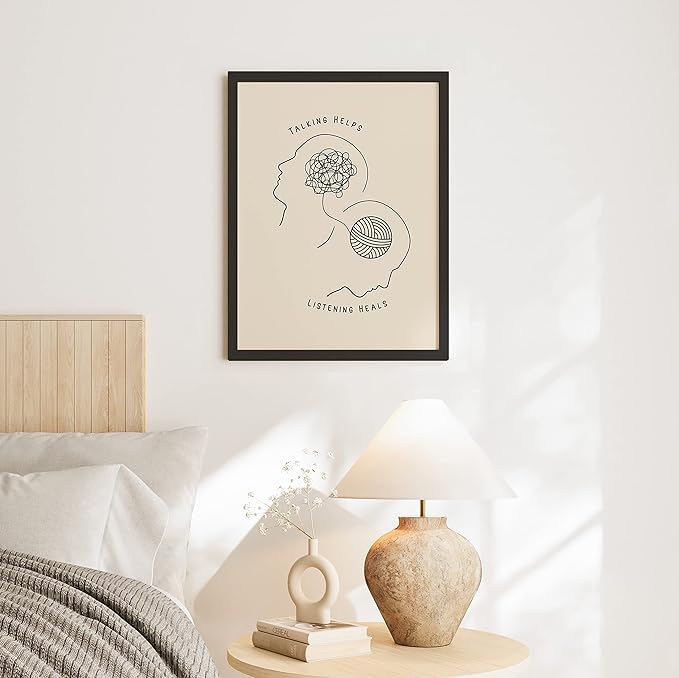 EXCOOL CLUB Therapy Office Decor Mental Health Posters - 12x16 Counseling Wall Art for Therapist Office, Boho Talking Helps Poster for School Counselors, Psychology Decor (UNFRAMED)