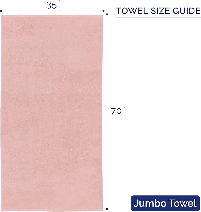 Elegant Comfort Premium Turkish Cotton 1 Piece Jumbo Bath Towel - 35 x 70 inch, Luxurious Hotel Spa Quality 100% Turkish Cotton Large Bath Towel - Highly Absorbent - Soft Bathroom Towel, Dusty Rose