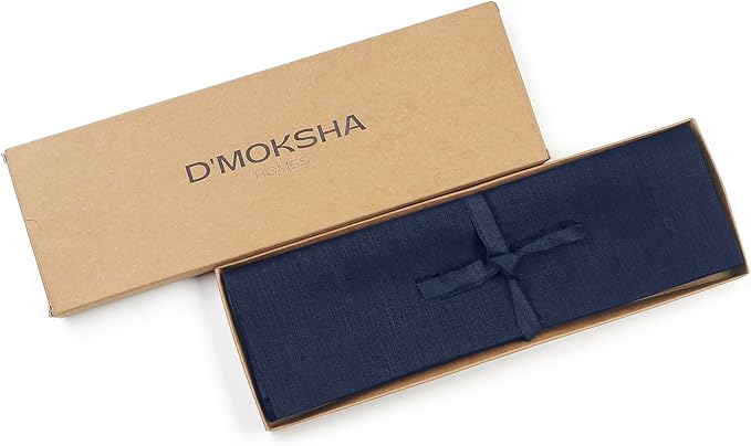 D'Moksha Homes Linen Navy Blue Placemats Set of 4-100% Pure Linen Placemats 14 x 19 Inch for Summer - Handcrafted and Machine Washable
