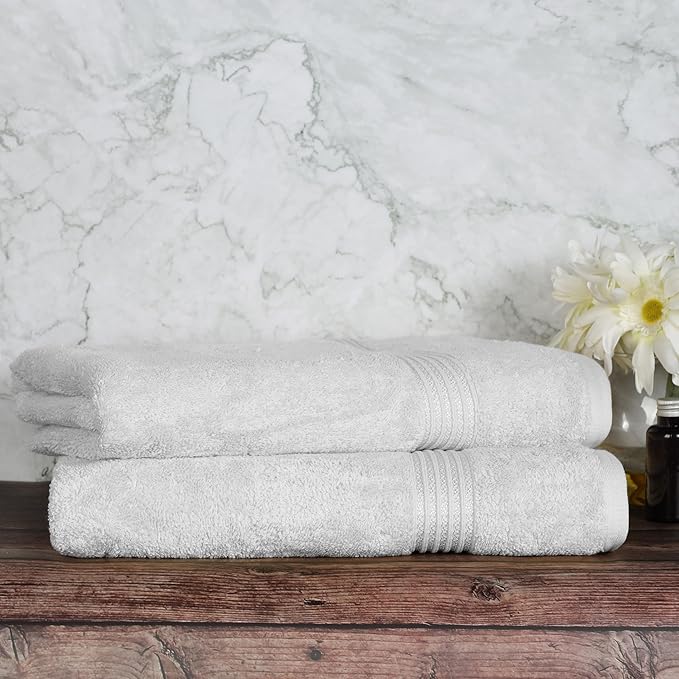 Superior Egyptian Cotton 2-Piece Bath Sheet Towel Set, Oversized Body Towels For Adults And Kids, Large Towel For Bath, Shower, Guest Bathroom, Spa, Gym, Resort, Essentials, Airbnb, Silver