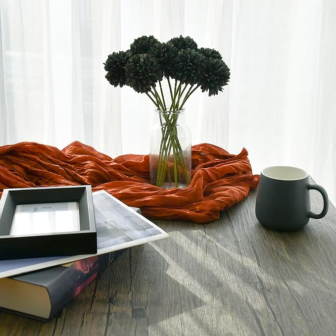 Mandy's Black Artificial Ball Chrysanthemum 12 Stems Faux Flowers with Bendable Stems for DIY Wedding Centerpiece Fall Decor Home Arrangements