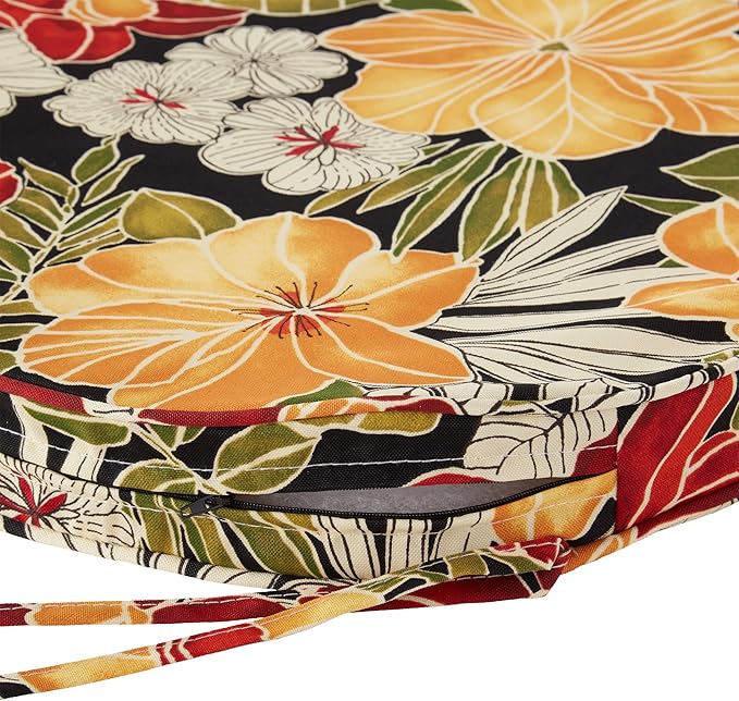 Greendale Home Fashions Outdoor 18-inch Round Reversible Seat Cushion, 2-Pack, Aloha 2 Count