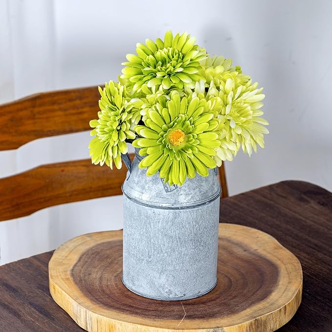 TOPIA Artificial African Daisies Flowers African Daisy Silk Flowers Artificial Gerbera Daisies Pack of 10 (Green)