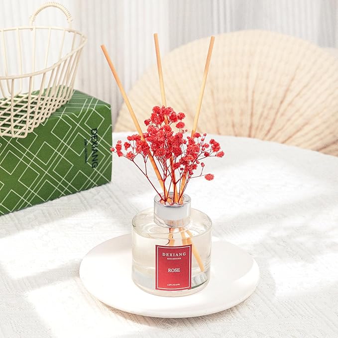 Reed Diffuser 3.38 oz (100ml) 2pcs,Rose/Lavender Scented Reed Diffuser Set,Reed Diffuser & Oil Diffuser Sticks,Home & Kitchen| Home & Bathroom Decor,Fragrance and Gifts