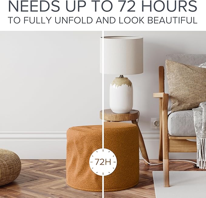 ZICOTO Beautiful Boucle Pouf Ottoman and Foot Rest - Elevate Your Living Room Decor with Lightweight Comfort and Charm - A Round Modern Foam Filled Foot Stool Perfect to Rest Your Feet