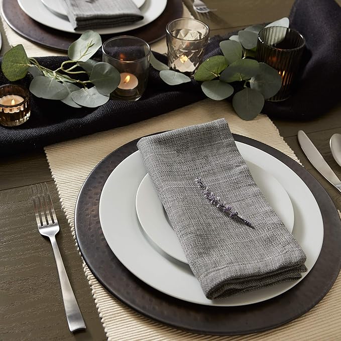 DII Variegated Tabletop Collection, Napkin Set, 20x20, Gray, 6 Piece