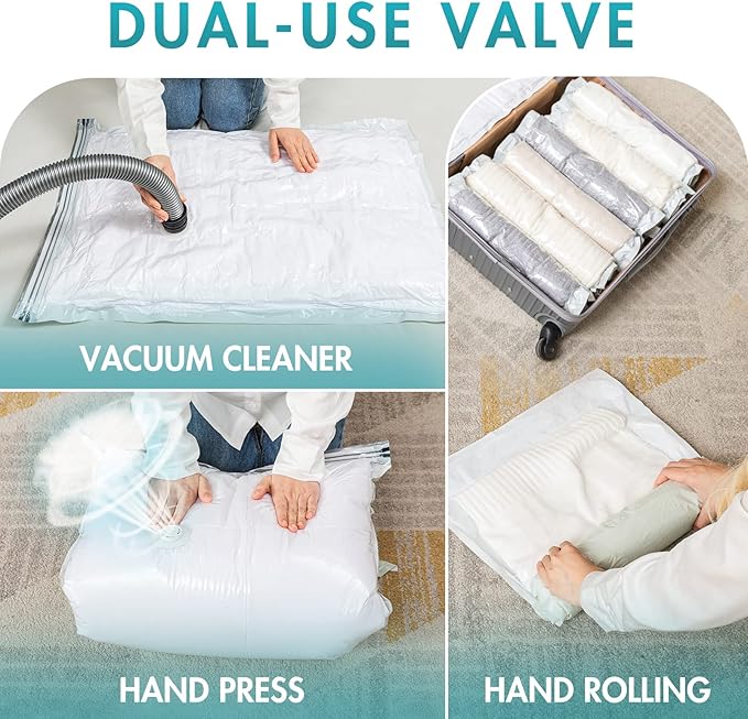 TAILI 20 Pack Combo Vacuum Storage Bags, Vacuum Seal Bags for Clothing (4 Jumbo, 4 Large, 4 Medium, 8 Travel Roll), Space Saver for Bulky Clothing, Beddings, Comforters, Saving More Closet Space