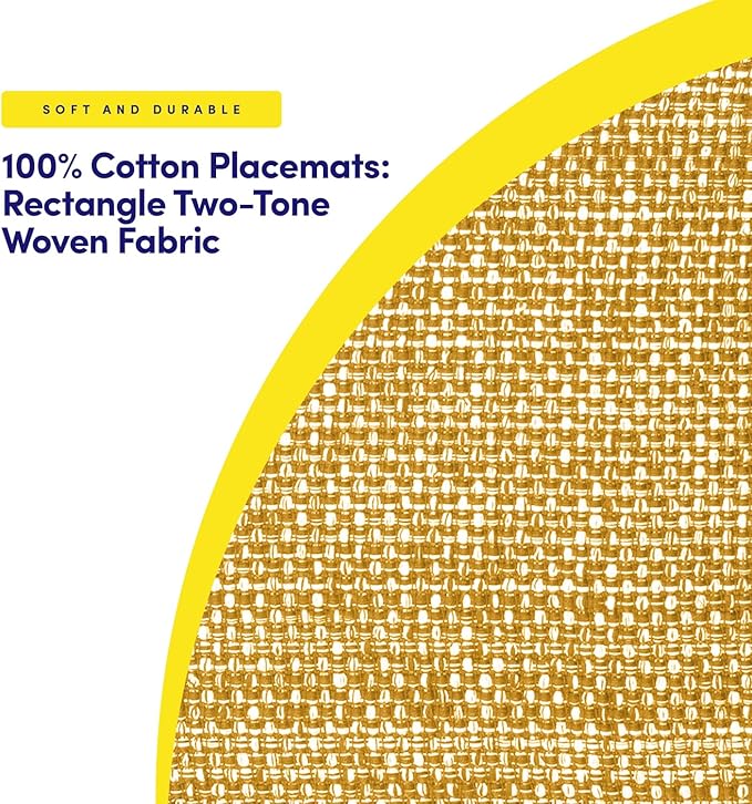 Sweet Home Collection 100% Cotton Placemats for Dining Room Rectangle Two Tone Woven Fabric 13" x 19" Soft Durable Table Mat Set, Set of 6, Orange