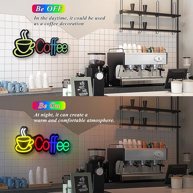 Coffee Neon Signs For Wall Decor, CoffeeBar Sign Dimmable USB Powered Neon Lights Decor For CoffeeBar,CoffeeStation,CoffeeShop Window,Coffeearea,Kitchen