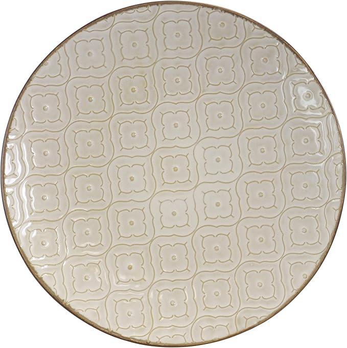 Elama White Lily 16 Piece Luxurious Stoneware Dinnerware with Complete Setting for 4