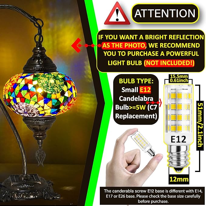 CHICON Handmade Mosaic Tiffany Boho Lamp | Genuine Glass Mosaic | A Piece of Art in Unique Moroccan Bohemian Small Table Lamp - SWAN 3Globes Multicolor