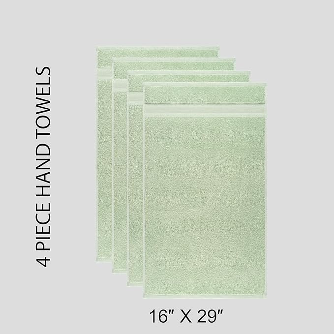 Quick-Dry, Soft & High Absorbent Hand Towels 16"x29" Cotton Turkish Hand Towel Set of 4 | Daily Use 100% Cotton Towels for Bathroom, Gym & More | Bathroom Hand Towels (4 Pcs, Green)