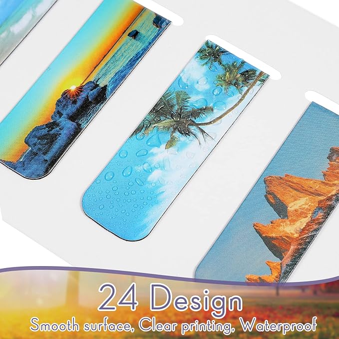 24 Pieces Magnetic Book Markers Adventure Magnetic Bookmarks Book Markers for Women Magnet Page Markers Set Book Marks for Book Lovers Assorted Book Marks for Reading Landscape