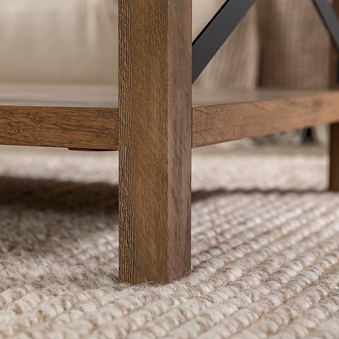 Walker Edison Sedalia Modern Farmhouse Metal X Coffee Table, 40 Inch, Rustic Oak