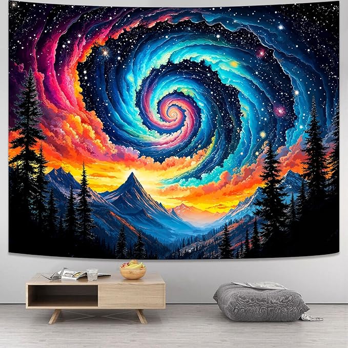 Lunerfex Mountain Tapestry Natural Wall Colorful Landscape Tapestry for Bedroom Ceiling Tapestries Wall Hanging for Bedroom Living Room Wall Decor Mountain-1 44"x60"