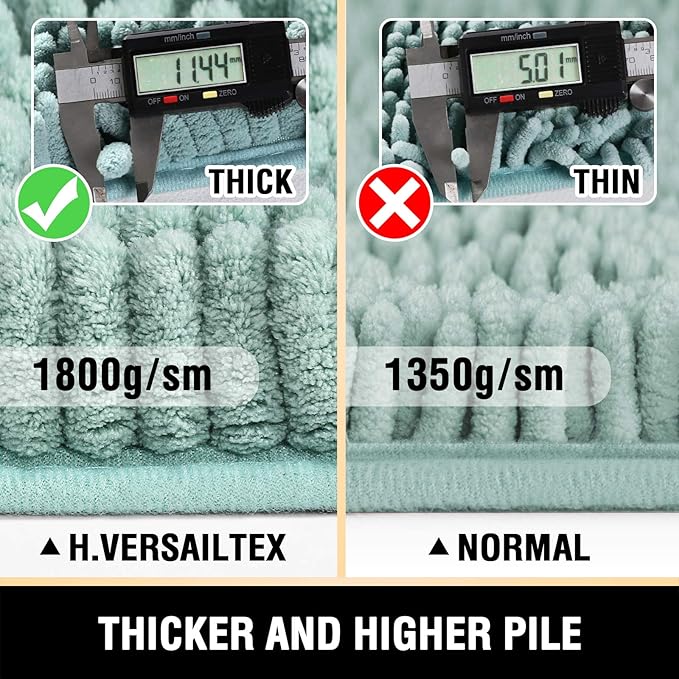 H.VERSAILTEX Bathroom Rugs Bath Mats Non Slip Luxury Chenille Bathroom Rug Mat 24x36 Extra Soft and Absorbent Shaggy Rugs Washable Dry Fast Plush Area Carpet Mats, Tub - Aqua