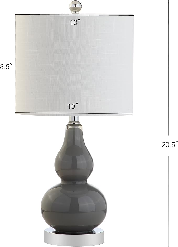 JONATHAN Y JYL1028A Anya 20.5" Mini Glass LED Table Lamp, Transitional, Glam, Midcentury, Modern, Elegant, Office, Living Room, Family Room, Dining Room, Bedroom, Hallway, Foyer, Gray