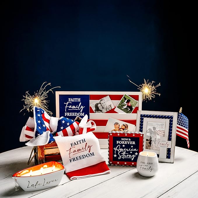 Pavilion Gift Company Family-8 oz-100% Soy Wax Scent: Fresh Linen-with Silver Detail Accents. Candles, 8 oz, White