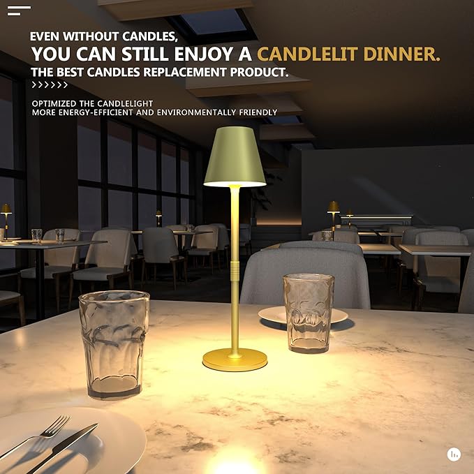 Modern LED CordlessTable Lamp,4000mAh Rechargeable Battery Desk lamp,3 Level Brightness Night Light, Minimalist Design, for Couple Dinner/Coffee Table/Restaurant/Bedroom(Champagne Gold)