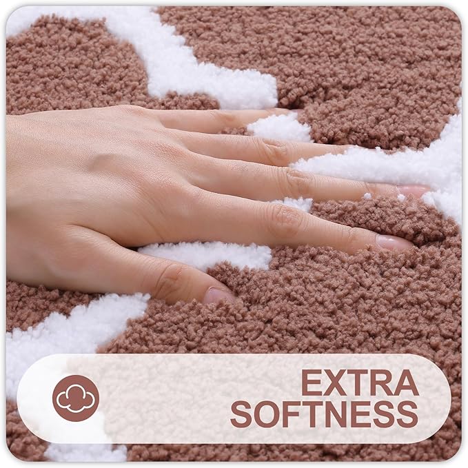 OLANLY Bathroom Rugs 24x16, Soft and Absorbent Microfiber Bath Rugs, Non-Slip Shaggy Shower Carpet, Machine Wash Dry, Bath Mats for Bathroom Floor, Tub and Shower, Camel