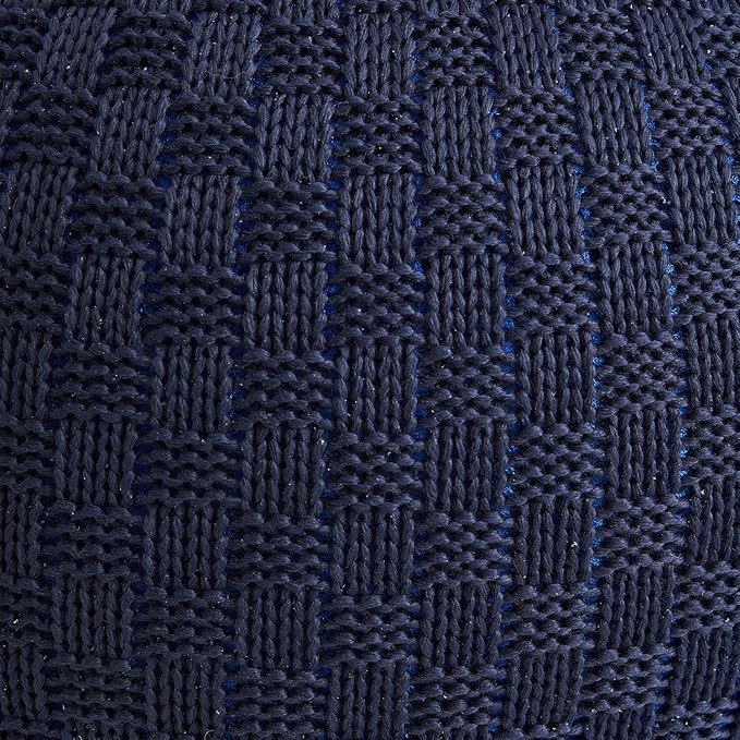ARTPLAN Round Knit Pouf Hand Knitted,Outdoor Ottoman Foot Rest,Boho Home Decor for Living Room-Bedroom