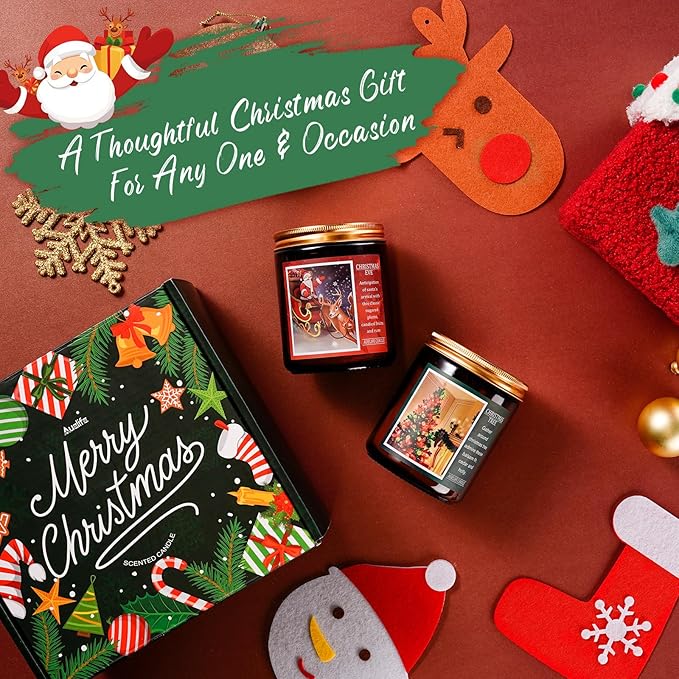 Christmas Tree Candle - Scented Aromatherapy Jar Candle for Home - Winter Holiday Gifts for Women and Men - 7 oz