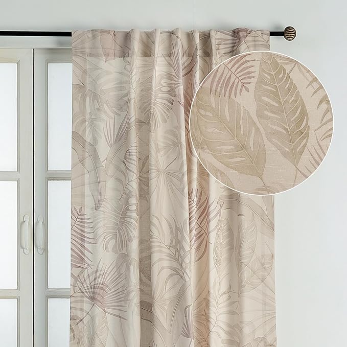 Maison d' Hermine Curtains for Living Room 100% Cotton 96 inch Length One Panel Light Filtering Curtains for Bedroom Windows with Rod and Loop Pockets Drapes (Creole Beige, 50" W x 96" L)
