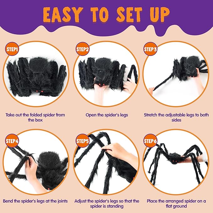 JOYIN Halloween Outdoor Decorations Giant Spider, Scary Large Spider Props for Yard Lawn Halloween Outside Decor and Indoor Party Decor, Black (Standing Height is 15 inches)