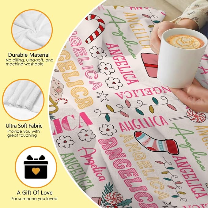 Custom Christmas Blanket | Personalized Holiday Blanket for Boys Girls | Plush Cozy Custom Name Blanket | Christmas Decor Personalized Gifts Name Blanket | 30"x40"-Toddlers/Crib Size
