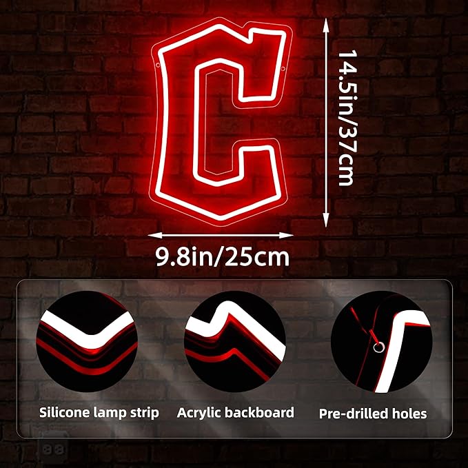 Neon Sign Baseball Team Neon Light Up Sign for Wall Decor Led Light for Man Cave Bedroom Gifts for Baseball Fans 5V USB Powered Size Wall Art 14.5 * 9.8inch(ZYLD142)