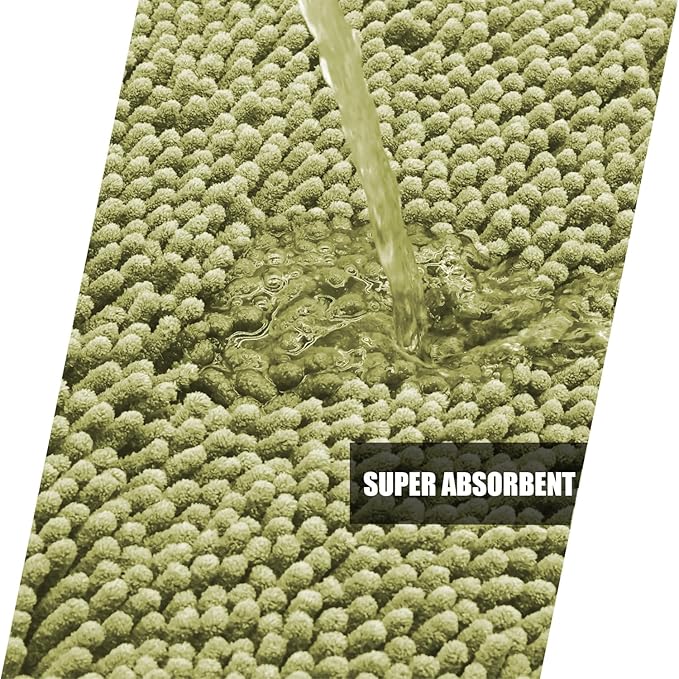 Bathroom Rugs Mat 24x17 Non Slip Chenille Bath Mats Bath Rugs for Bathroom Shower Chenille Sage Green