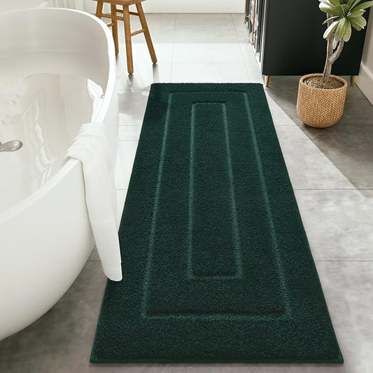 HOMORE Bathroom Runner Rug 24x60 Inch Long Runner Rug, Soft and Absorbent Bath Runners Rugs, Non Slip Washable Bathroom Rugs, Plush Bath Mat for Shower Floor,Hunter Green