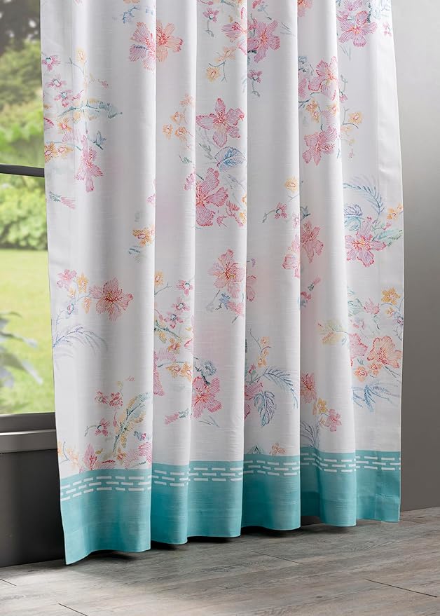 Maison d' Hermine Curtains for Living Room 100% Cotton 96 inch Length Two Panels Light Filtering Curtains for Bedroom Windows with Rod and Loop Pockets Drapes (Paradise Island, 50" W x 96" L)