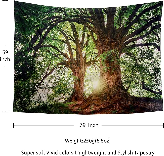 ENJOHOS Dark Green Landscape Nature Tapestry Home Decor Extra Large Wall Hanging Tree Tapestry Enchanted Forest Backdrop for Bedroom Living Room Indoor Outdoor Decoration (79''L x 59''W)
