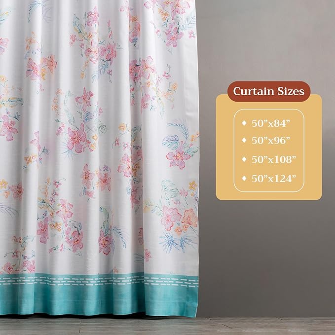 Maison d' Hermine Curtains for Living Room 100% Cotton 96 inch Length Two Panels Light Filtering Curtains for Bedroom Windows with Rod and Loop Pockets Drapes (Paradise Island, 50" W x 96" L)