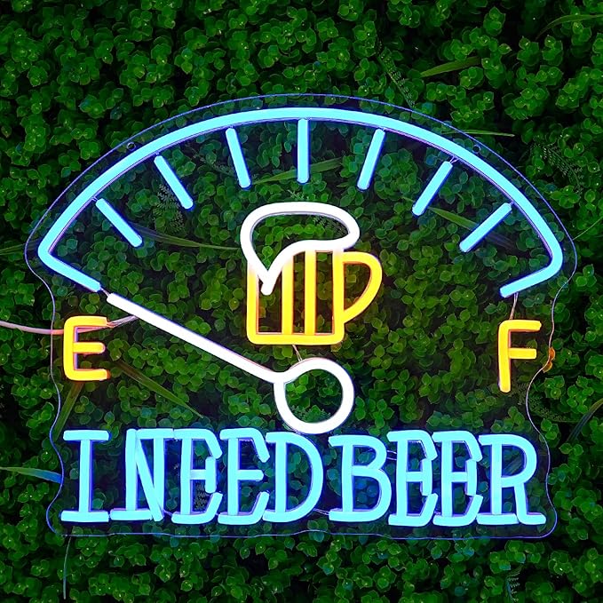 I Need Beer Neon Sign for Wall Decor Beer Neon Light Dashboard LED Neon Sign Beer Foam LED Neon Light for Bedroom Bar Wine Cellar Restaurant Hotel Decoration(16.1"*12.9")