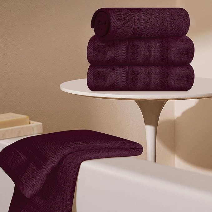 BOUTIQUO Ultra Soft 6-Piece Hand Towel Set 16x28-100% Ringspun Cotton - Durable & Highly Absorbent Hand Towels - Ideal for use in Bathroom, Kitchen, Gym, Spa & General Cleaning - Burgundy