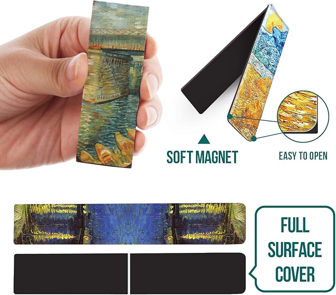 Magnetic Bookmarks 14Pcs Book Mark 3.1’‘ Page Magnetic Markers with Magnet Book Markers Page Clip for Students Teachers School Home Office Reading Supplies