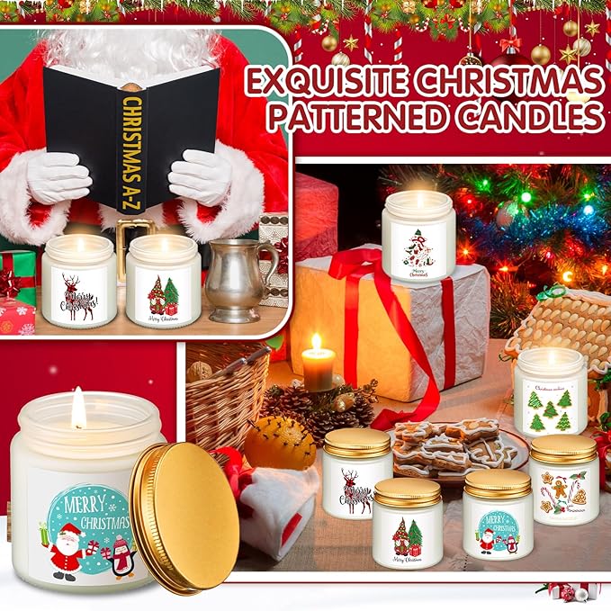 MTLEE 24 Pack Christmas Scented Candles Bulk 7 oz Jar Candles Aromatherapy Long Lasting Candles for Gifts Holiday Meditation Relaxing Spa Home Yoga, 6 Fragrance (Cute,Fresh Scent)