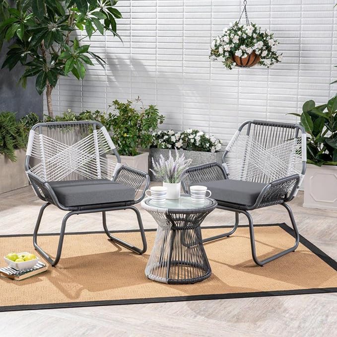 Outdoor Chair Cushions 19 x 19 x 2.5 Inch Set of 2, Water-Resistant & Fadeness Durable Patio Furniture Cushion for Garden Sofa Couch Chairs, Portable Comfort with Attach Ties, Dark Grey