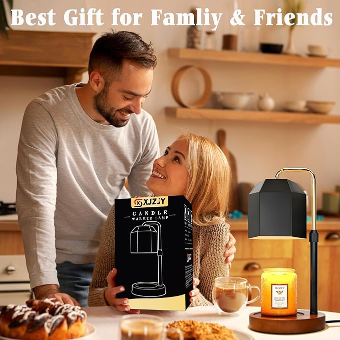 Candle Warmer Lamp with Timer Dimmer,Adjustable Height Candle Warmer, Candle lamp for Scented Wax Jar Candles,Gifts for Mom Women, House Warming Gifts for New Home Bedroom Decor,A3- Black