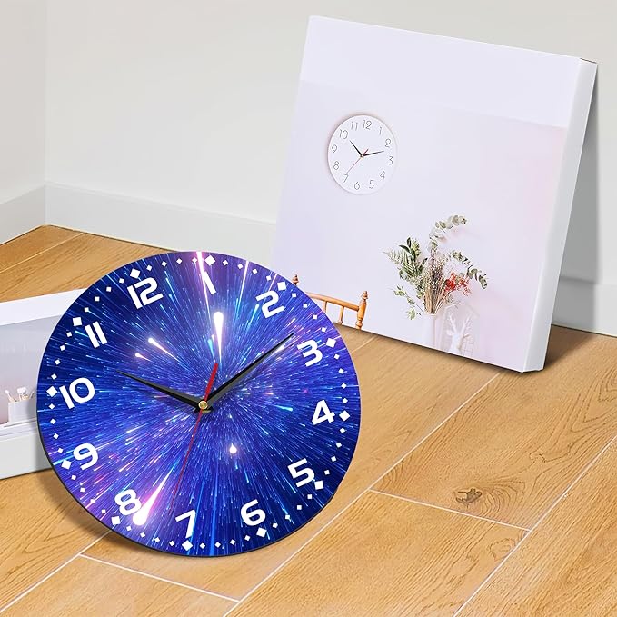 Galaxy Vintage Wooden Silent Non-Ticking Battery Operated Arabic Numerals Wall Clock - Decorative for Kitchen, Office, Classroom - 10 Inch