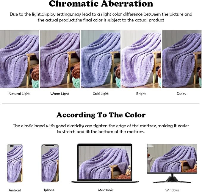 NEWCOSPLAY Super Soft King Blanket Lavender Premium Silky Flannel Fleece 3D Waffle Checkered Lightweight Bed Blanket All Season Use (Lavender, King(90"x110"))